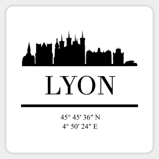 LYON FRANCE BLACK SILHOUETTE SKYLINE ART Sticker